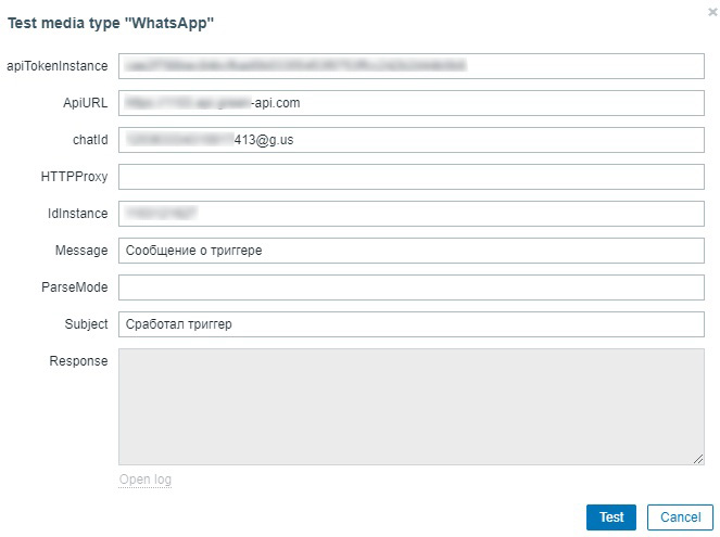 Message from Zabbix to WhatsApp