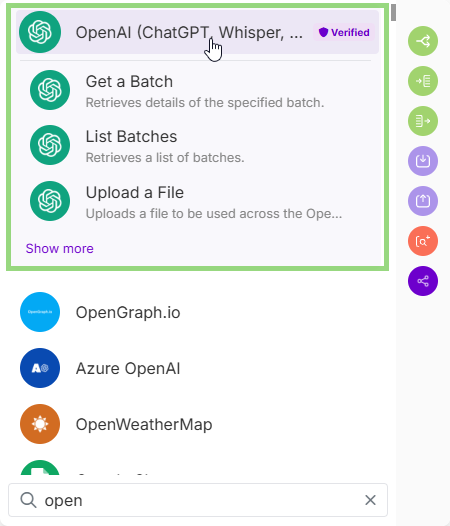 Изображение с поиском приложения OpenAI