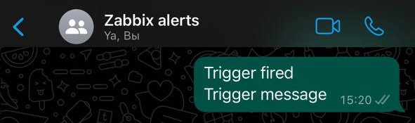 Message from Zabbix in WhatsApp