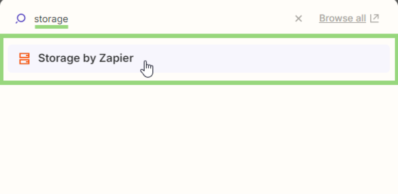 Image. Add "Storage by Zapier" action