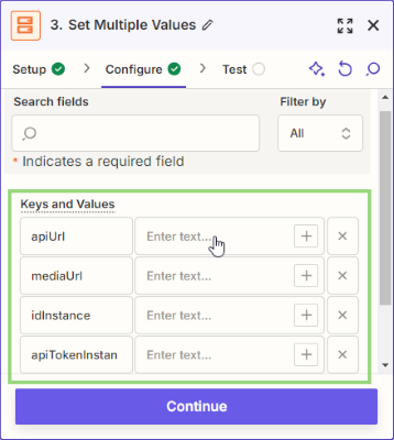 Image. set values "Storage by Zapier"