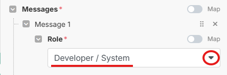 Изображение с выбором роли "System"
