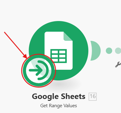 Изображение с нажатием на иконку часов у модуля Google Sheets.